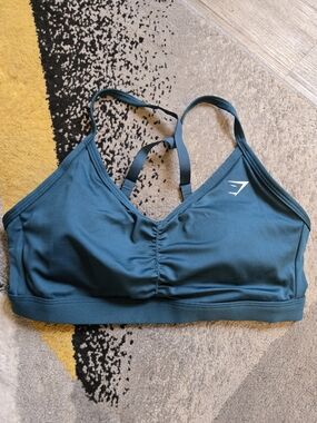 Gymshark Teal Ruched Strappy Sports Bra